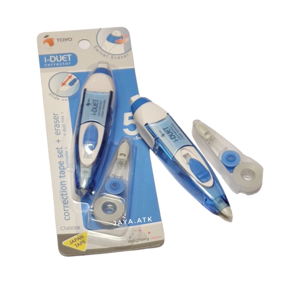 Jual Correction tape + refill + eraser 5mm x 6m iDuet Toyo TIPEX
