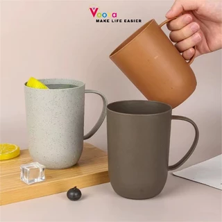 VOOVA Cangkir Serat Pinus/Dengan Cup Pegangan/Cangkir Air/Mug Teh/Cangkir Minuman Dingin/Glaases Minuman Panas, 500ML