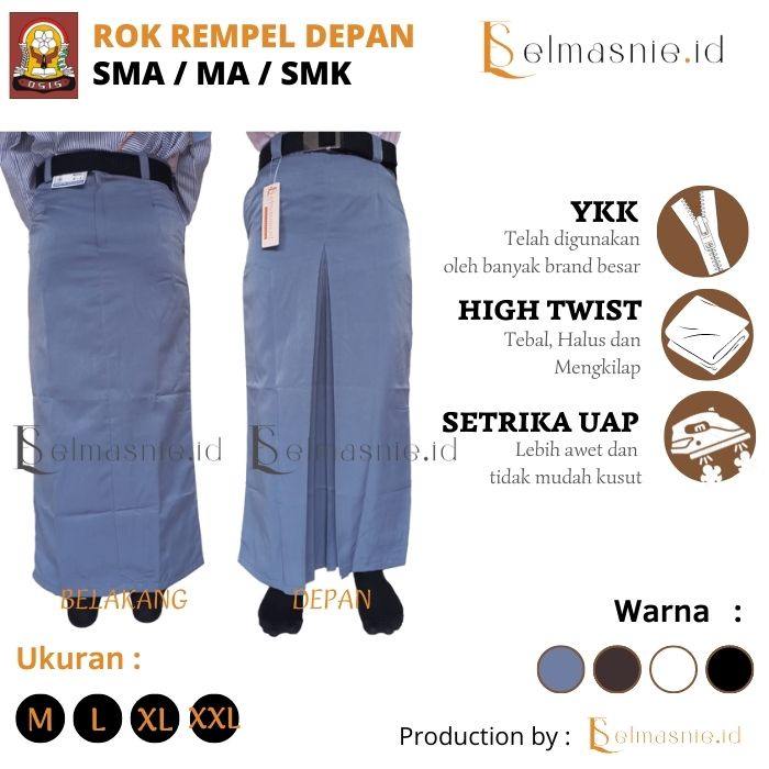 Jual ROK SPAN REMPEL TENGAH ROK SERAGAM PANJANG ROK SERAGAM SPAN BELAH ...