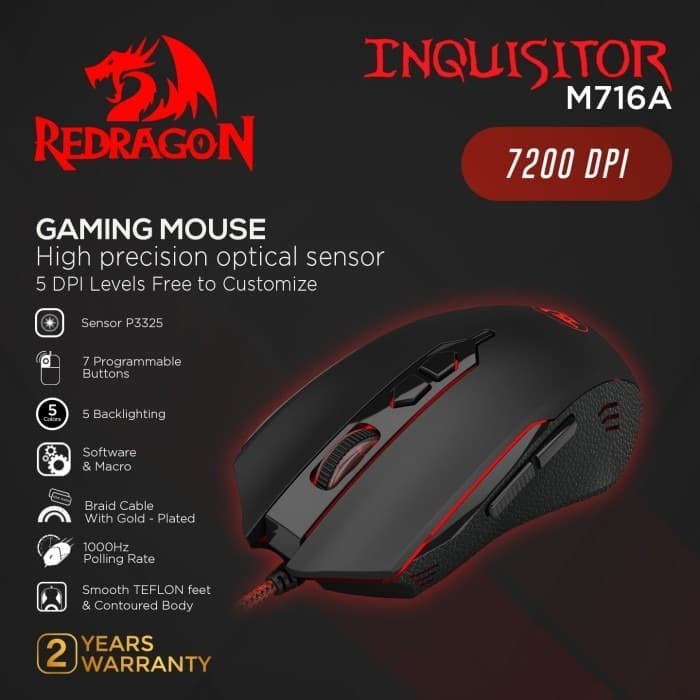 Jual REDRAGON - M716A Gaming Mouse INQUISITOR 2 | Shopee Indonesia