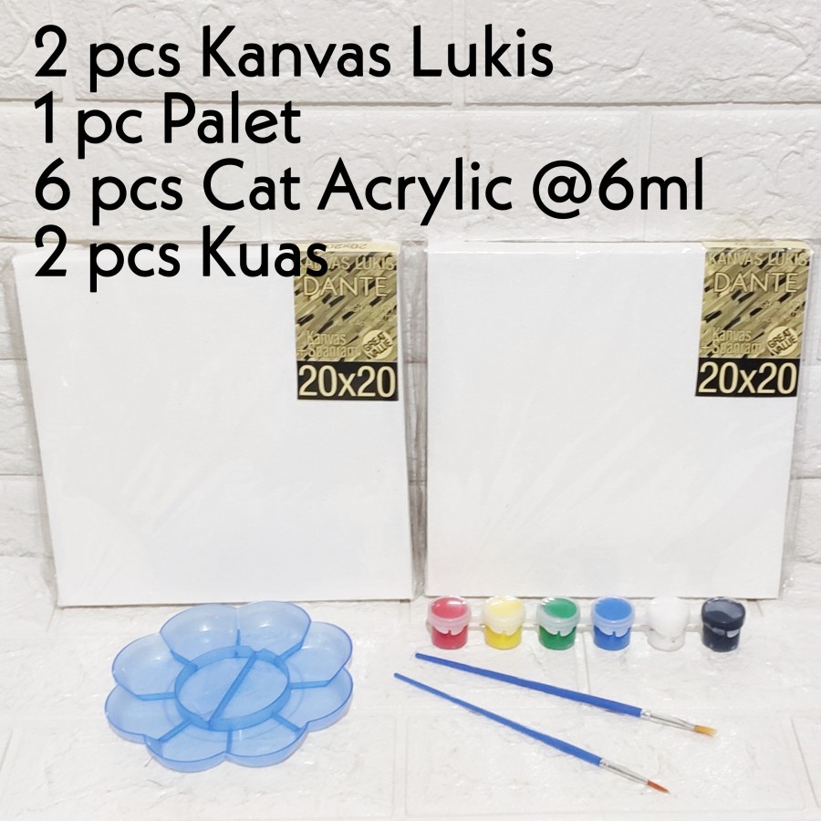 Jual Paket Melukis Lengkap 2 Kanvas Lukis Cat Acrylic 6 Warna Bonus Palet Dan Kuas Shopee 0906