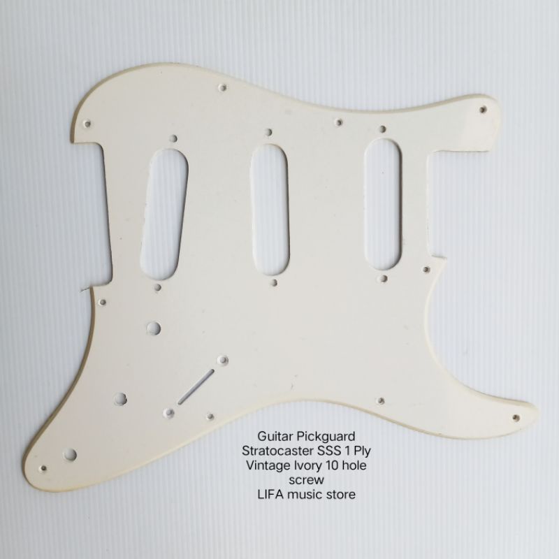 Jual Guitar Pickguard Stratocaster SSS 1 Ply Vintage Ivory 10 hole ...