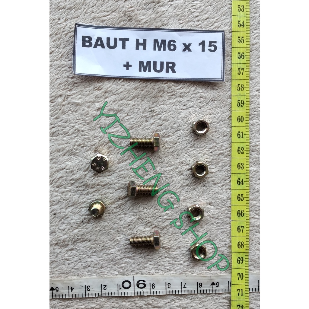 Jual BAUT H M6 x 15 + MUR | Shopee Indonesia