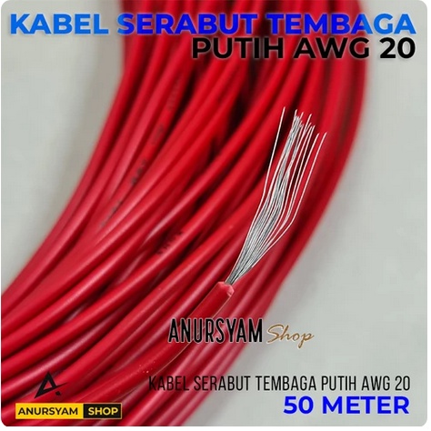 Jual Kabel AWG 20 Tembaga Putih 50 Meter / AWG 20 26/0.16 | Shopee ...