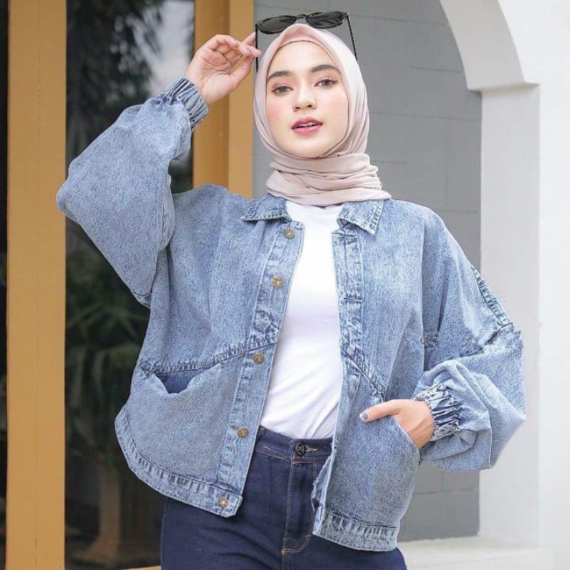 Jual Jaket Jeans Oversize Wanita Masakini Korean Jins Shopee Indonesia