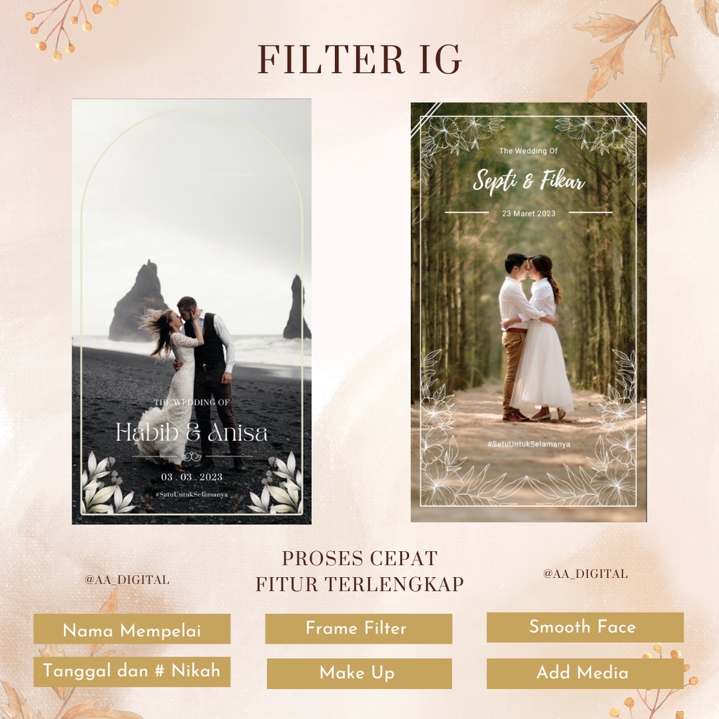 Jual FILTER INSTAGRAM WEDDING/PERNIKAHAN JASA BUAT FILTER IG/FB