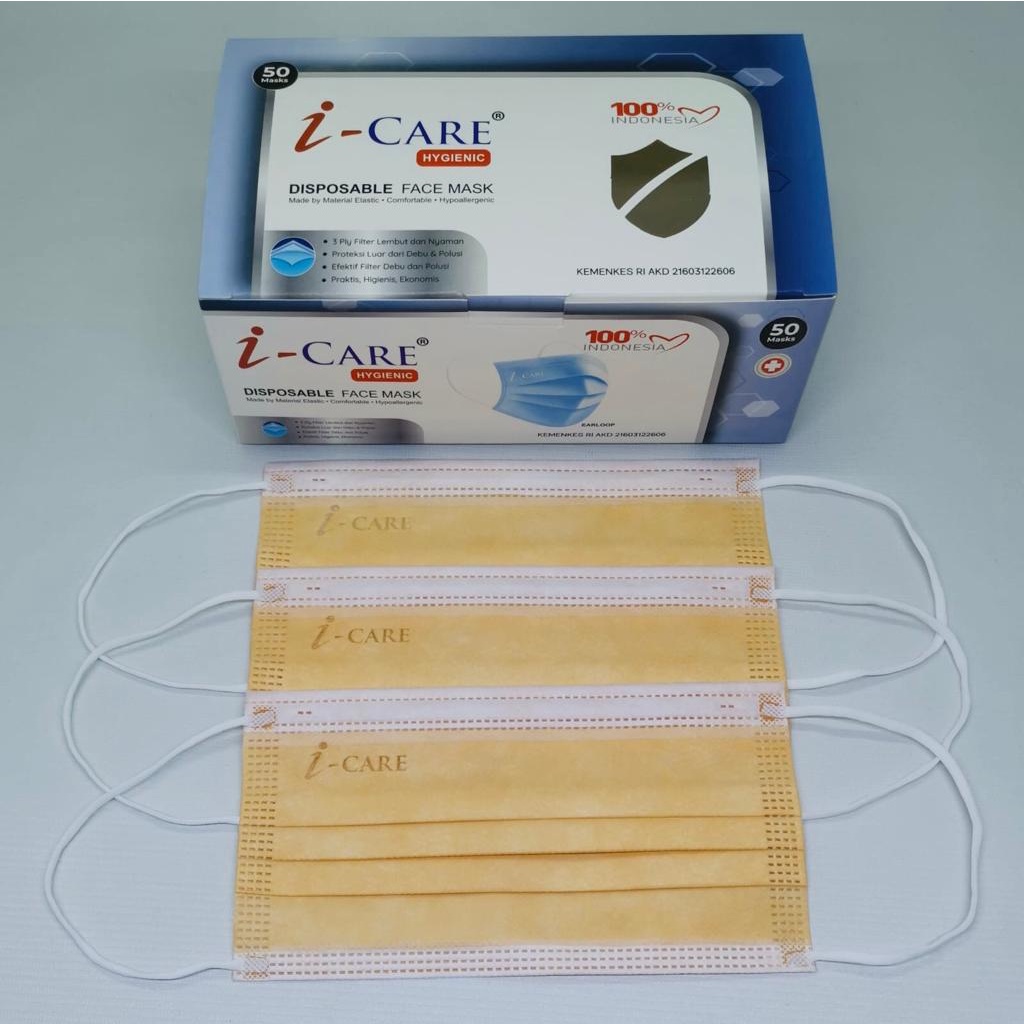 Jual Face Mask i-Care 3 ply earloop masker Icare Tebal Medical Grade ...