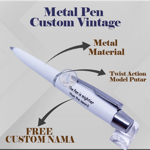 Jual Pulpen Metal Custom BP Vintage + Box Ekslusif Black. Pen Metla ...