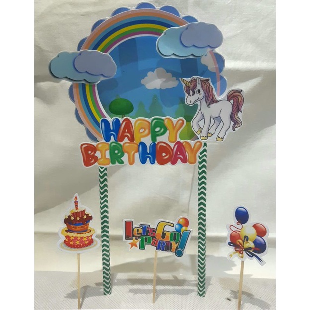 Jual Topper cake ulang tahun,topper 3d bulat,bahan glossy paper.harga ...