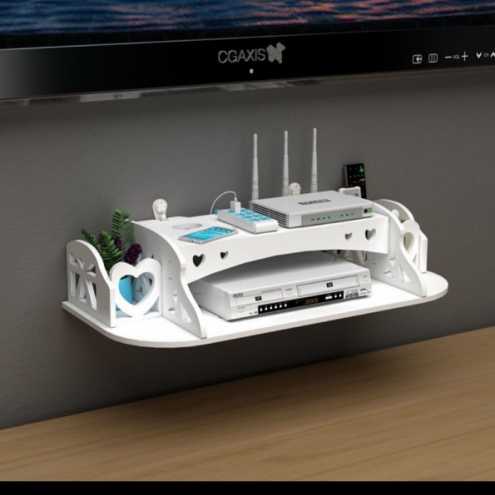 Jual Rak Gantung Router Wifi Dvd Ambalan Remote Tempat 2 Layer Wpc Tv ...