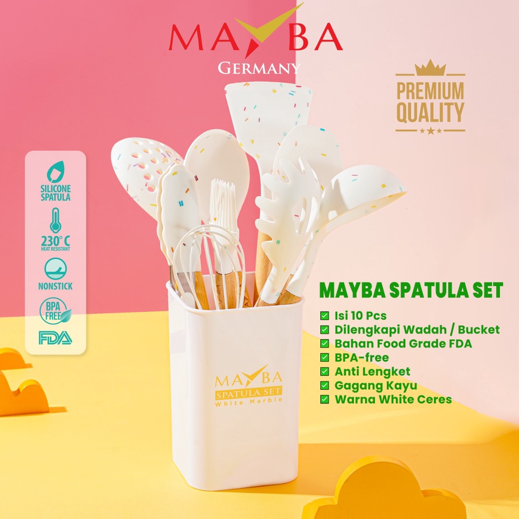 Jual SET SPATULA SILICONE MAYBA Germany10pc Sutil Codet Plengkap panci ...