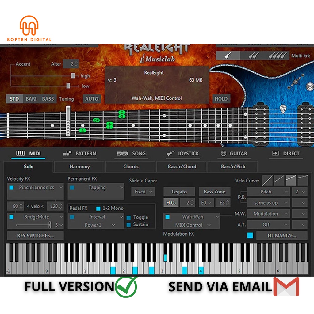 Jual MusicLab RealEight 4 VST Plugin ideal guitar for creating lead