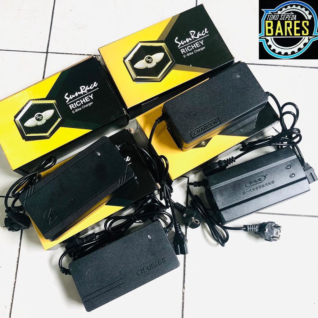 Jual Charger Aki Sepeda Listrik SunRace Richey 36V / 48V 12AH / 20 AH