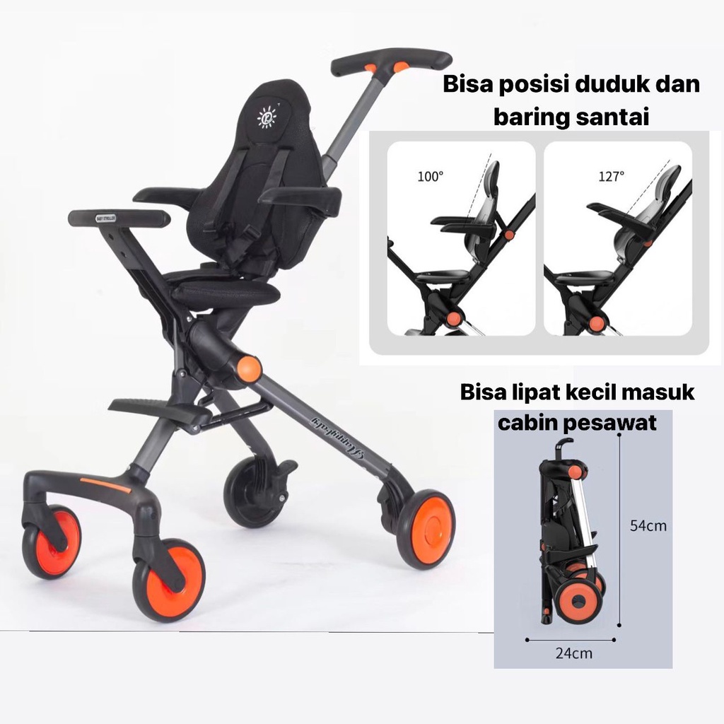 Jual Baby Stroller Micro Folding Trike Cabin Size Mini Compact | Shopee ...