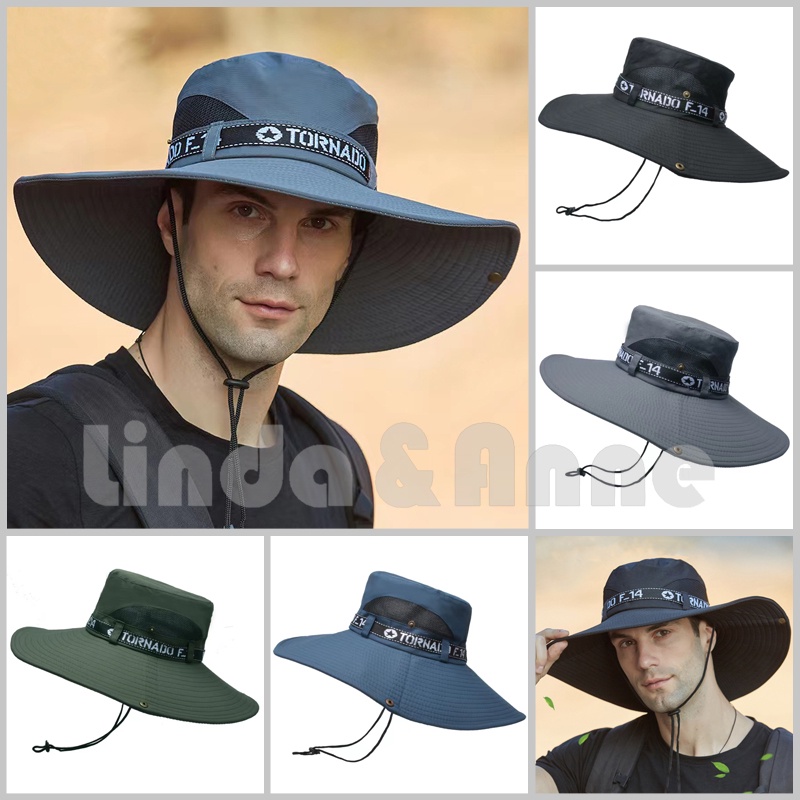 Jual Topi Bucket Hat Tali Pria Musim Panas Perlindungan Matahari Topi