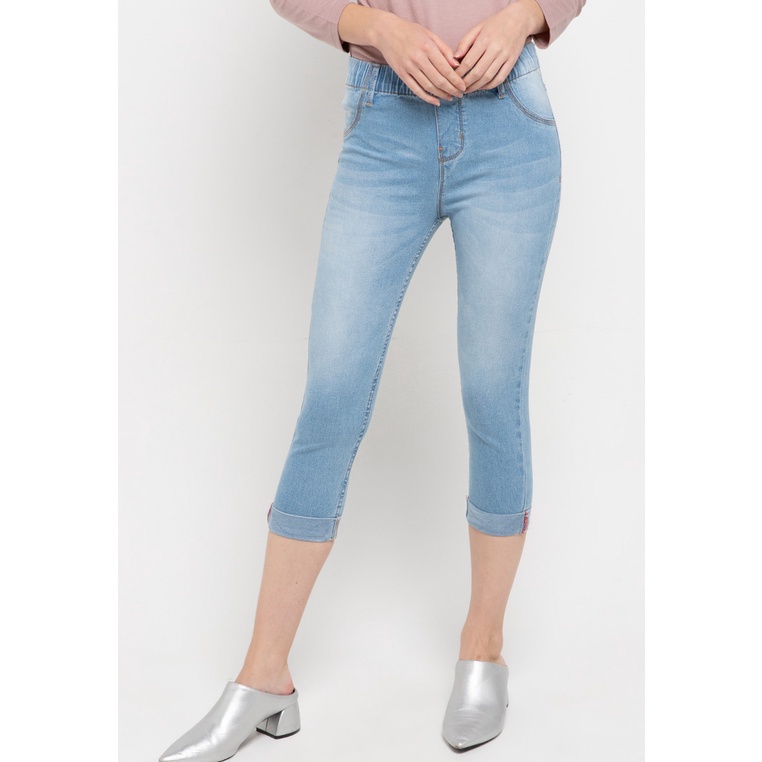 Jual Point One SYDNEY Cropped Light Blue jeans | Shopee Indonesia