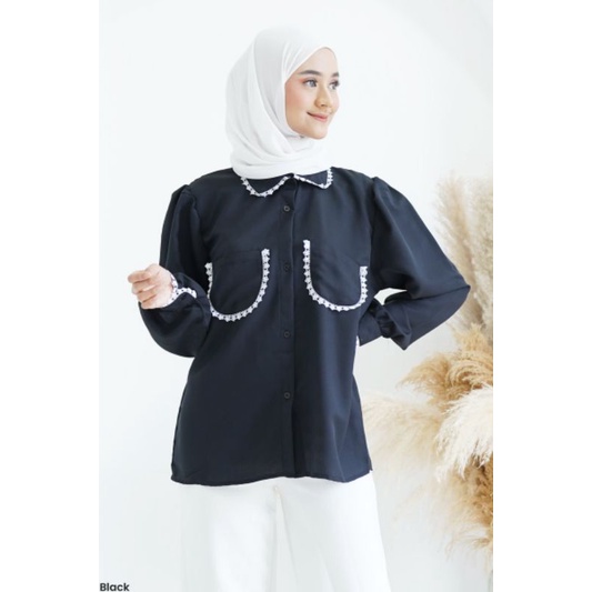 Kemeja Lengan Panjang Lily Stripe Pink Offwhite