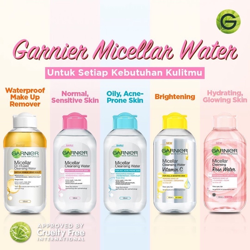 Jual Garnier Micellar Cleansing Water Pink Blue Bipase Oil Vit C Rose Water 400 Ml 9515