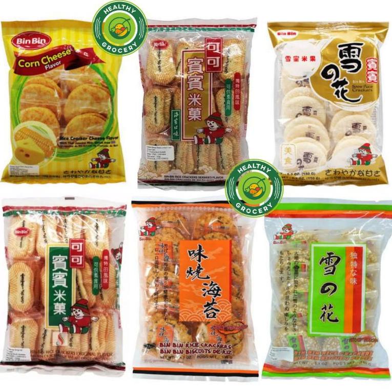 Jual Ptu46 BIN BIN Rice Crackers ORIGINAL / SEAWEED / SNOW / SPICY / CORN CHEESE / Binbin