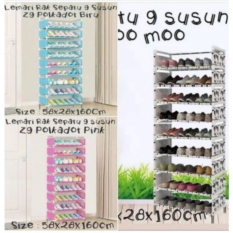 Jual RAK SEPATU PORTABLE KAIN 10 SUSUN 9 RANGKA RAK SEPATU SENDAL ...