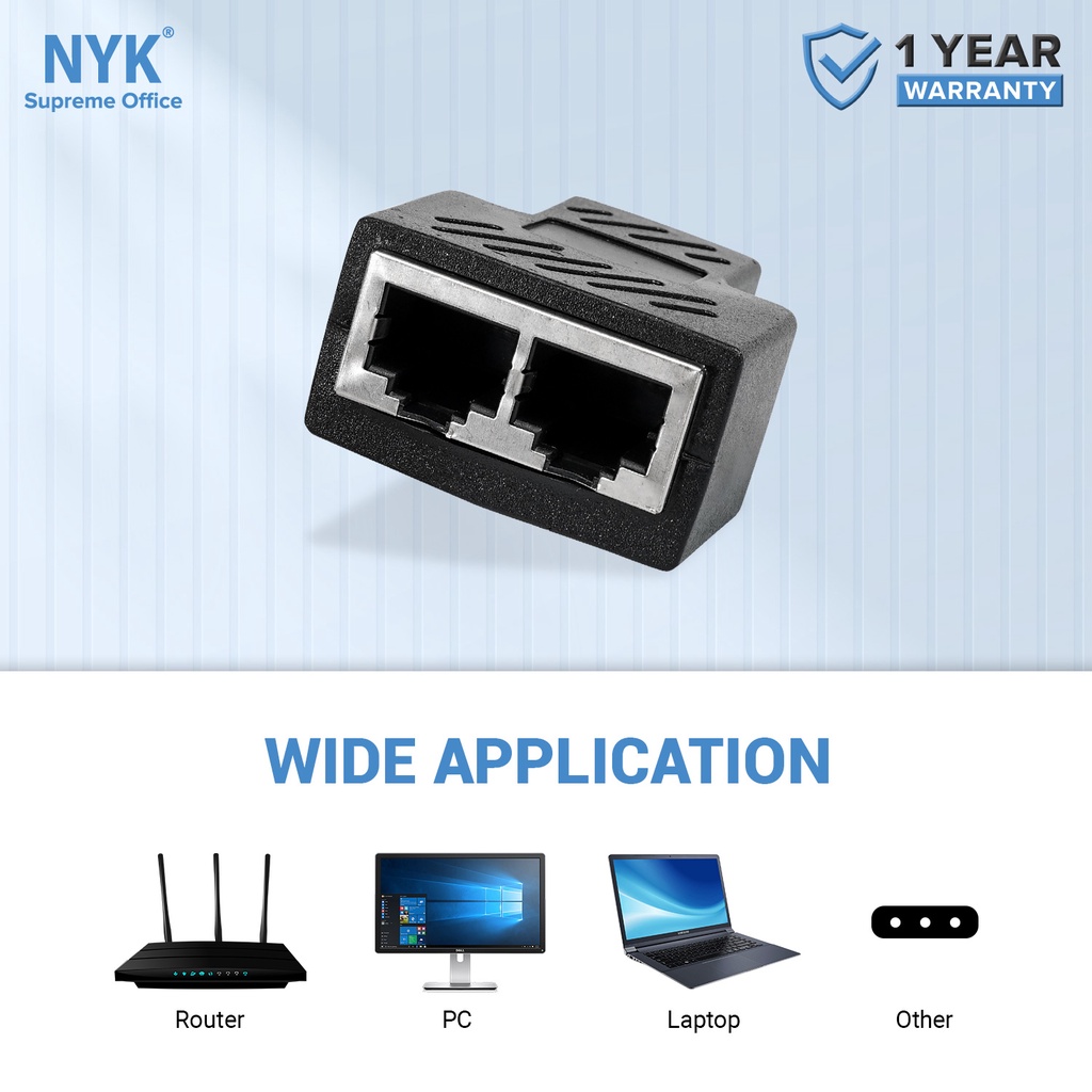 NYK Barel DOUBLE RJ45 METAL COUPLER FEMALE RJ45 LAN 1 KE 2 COD (5)
