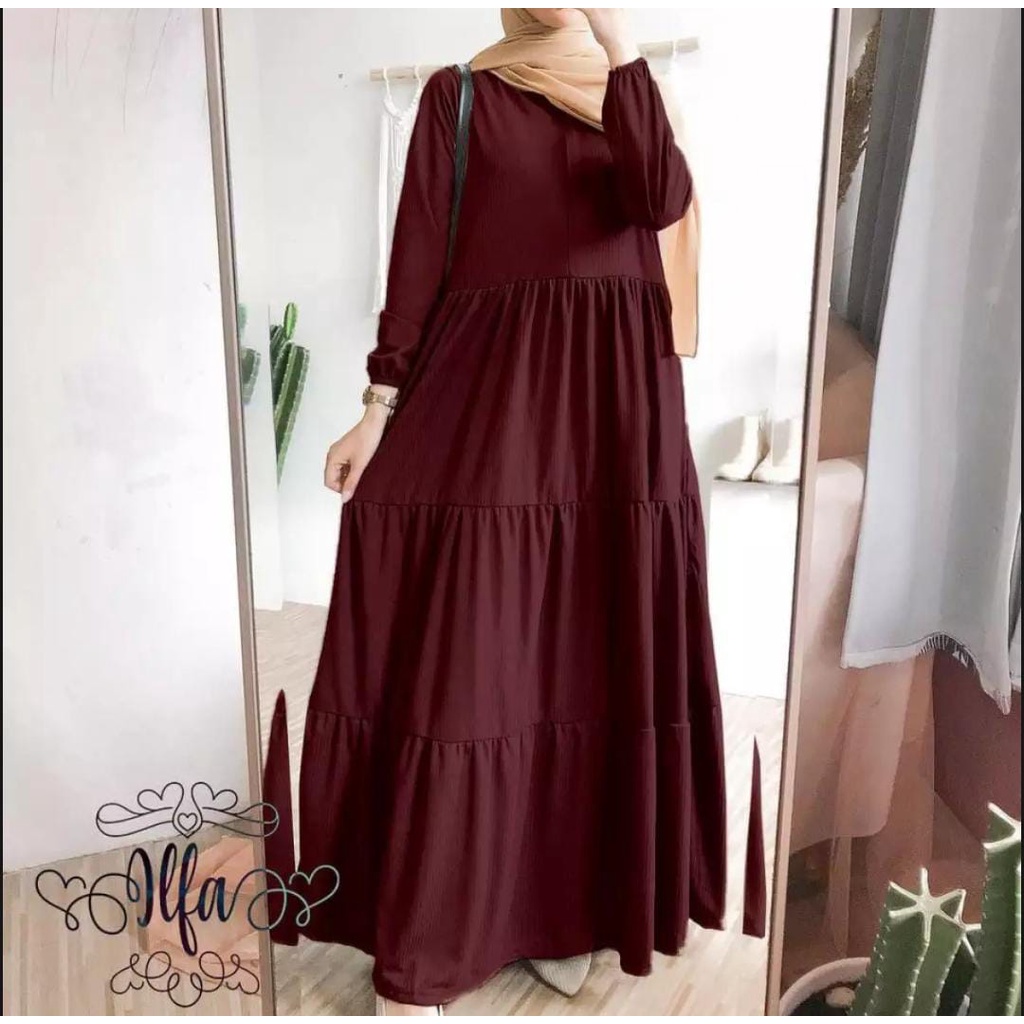 Jual Gamis Rempel Susun Bahan Crinkle Airflow / Busana Muslimah Terbaru ...