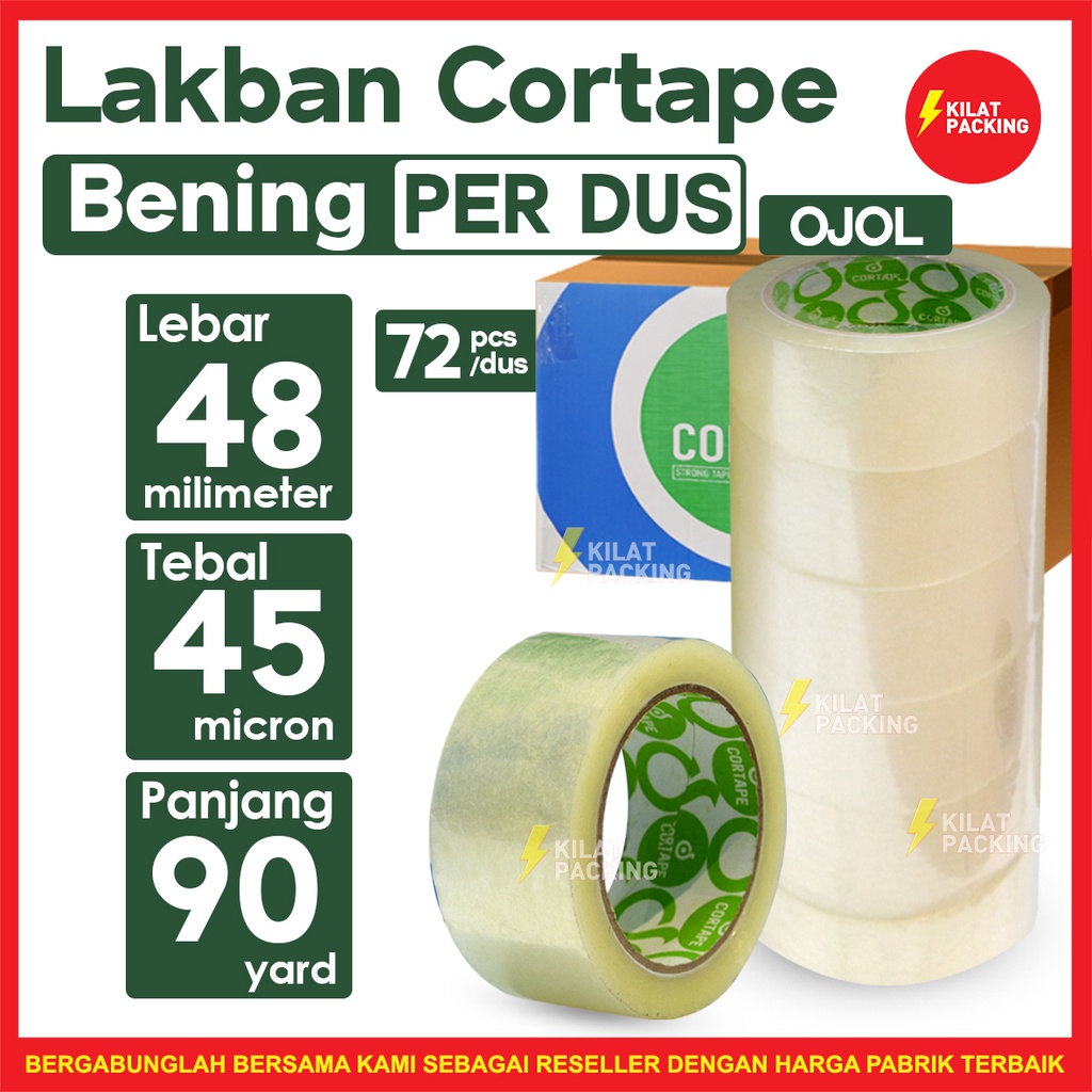 Jual Lakban Cortape Bening 48 mm x 90 yard Dus OJOL | Shopee Indonesia