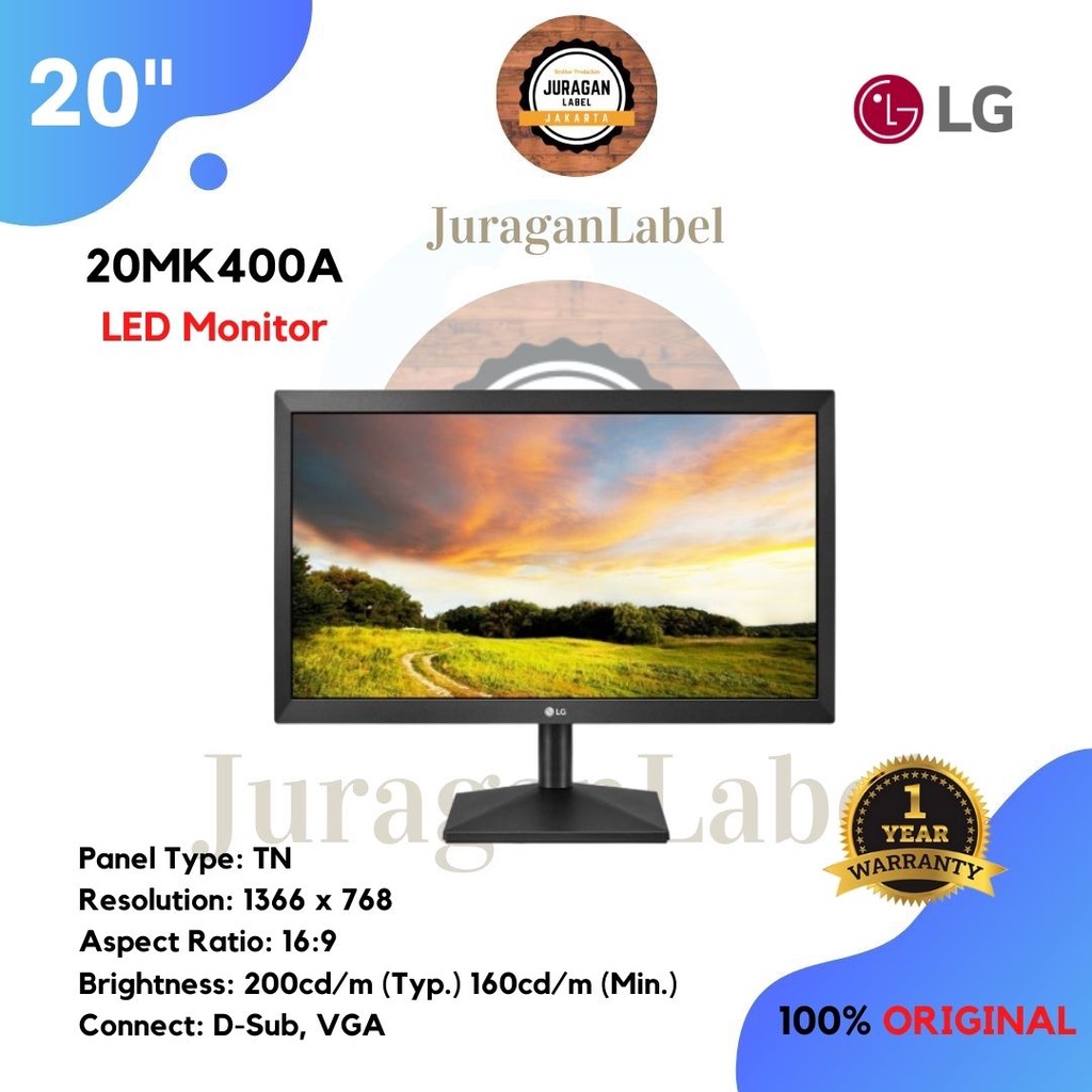 Jual LED Monitor LG 20" Inch 20MK400A HD FreeSync Garansi Resmi