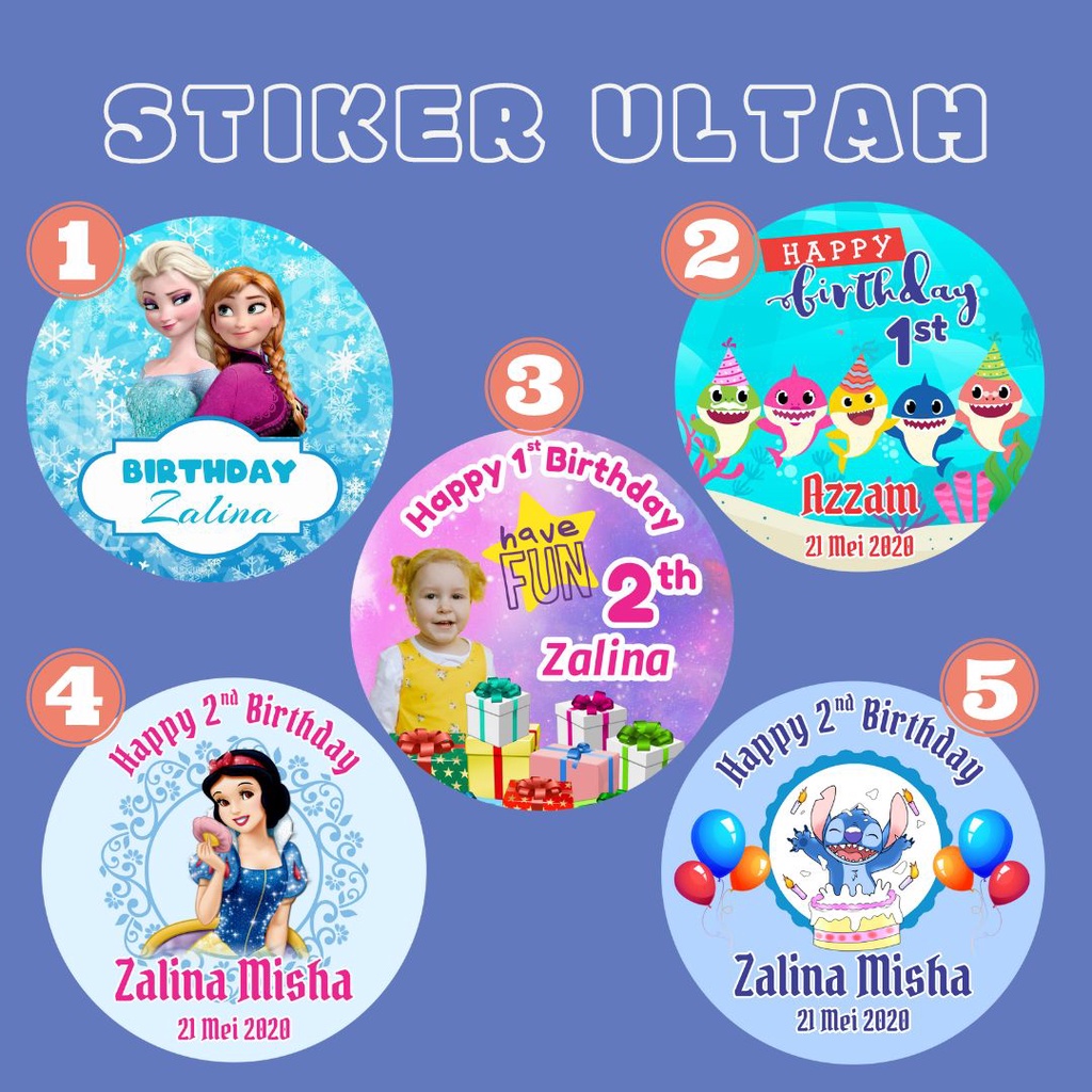 Jual STIKER ULTAH / STIKER ULANG TAHUN ANAK / STIKER ULTAH CUSTOM ...