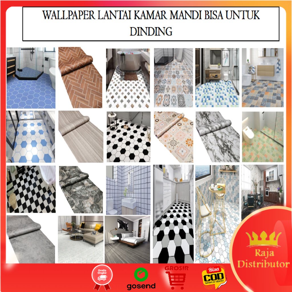 Jual Sticker Lantai kamar mandi Motif 2meter Perekat Wallpaper Kamar