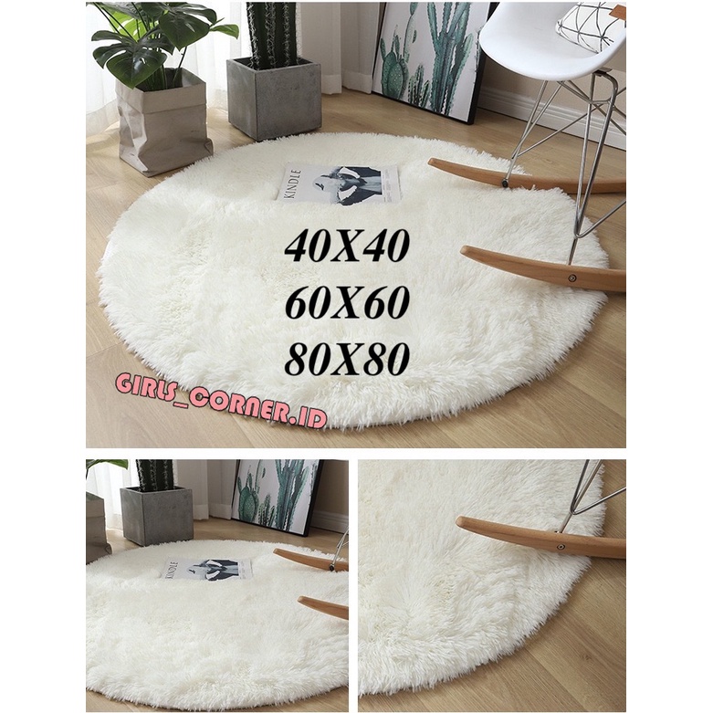 KARPET BULAT MEWAH KARPET BULU KAMAR TIDUR /RUANG TAMU /ALAS TIDAK LICIN 40X40/6