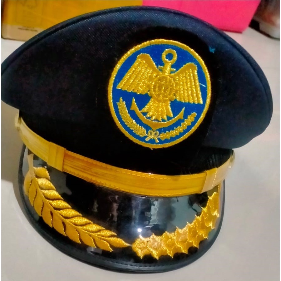 Jual Topi pet/ped PDUB biru dongker Perhubungan Padi kapas 1 layer pria ...