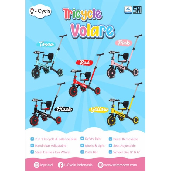 Jual iCycle Tricycle Multifungsi Volare 2in1 (TC2201) Shopee