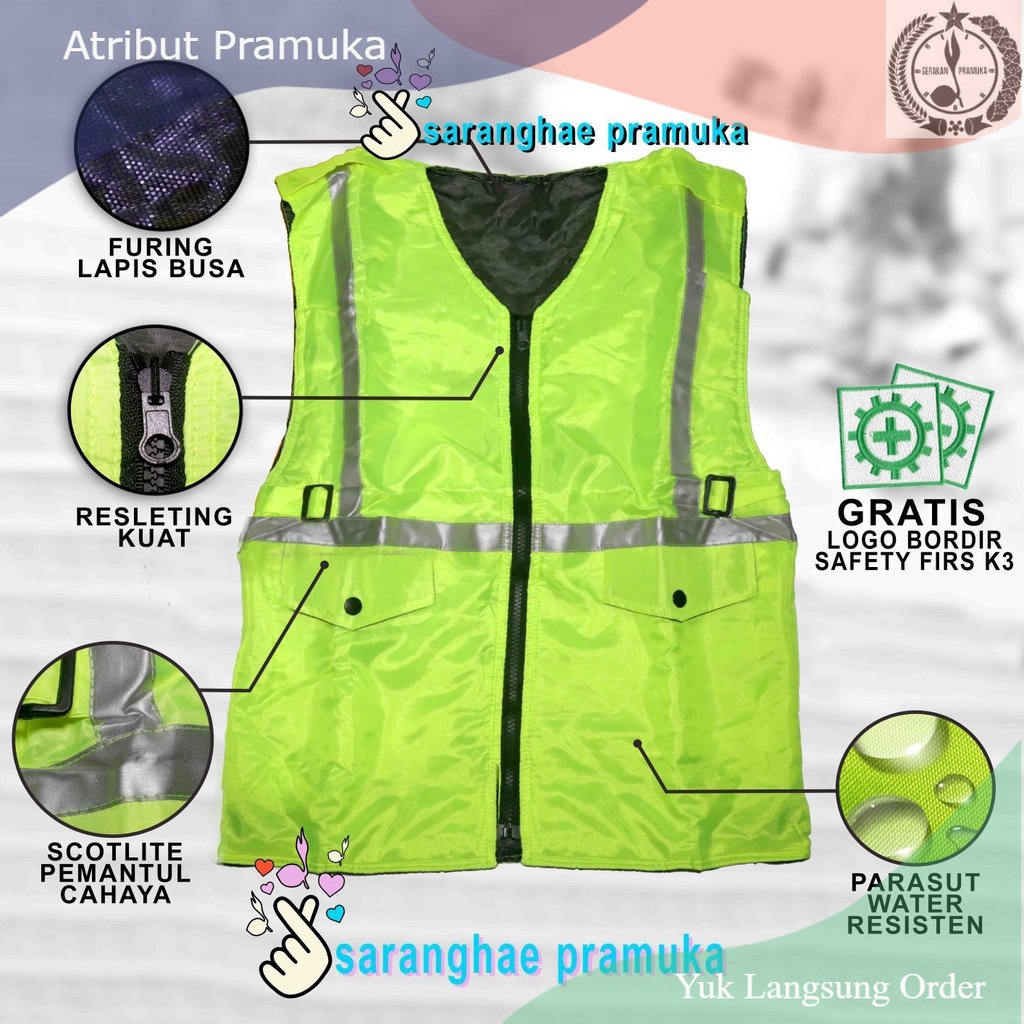 Jual Atribut Rompi Proyek Safety K3 Hijau Rompi Parkir Rompi Motor ...