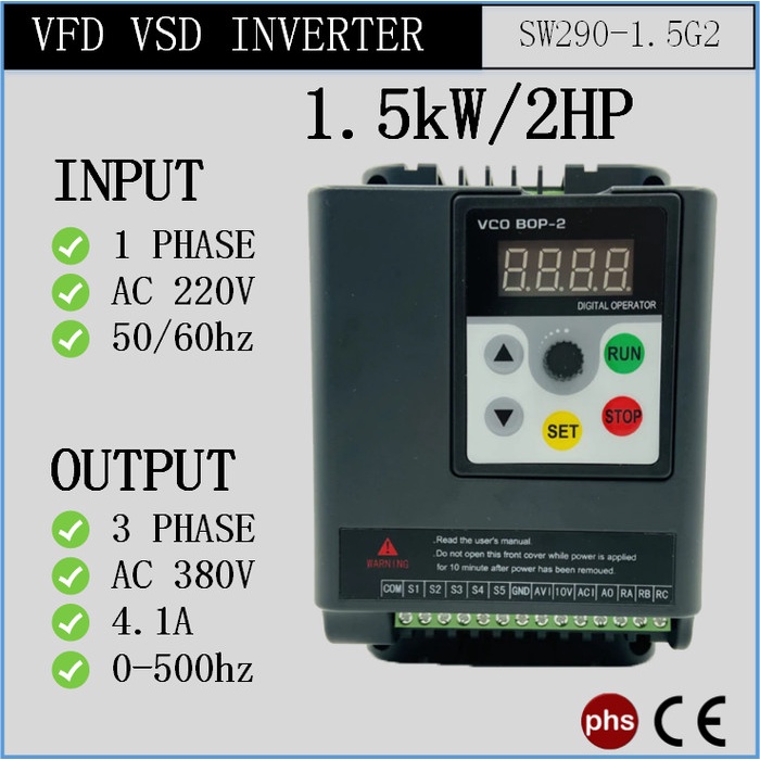 Jual Vfd Vsd Inverter Input 1 Phase 220V Output 3 Phase 380V | Shopee ...