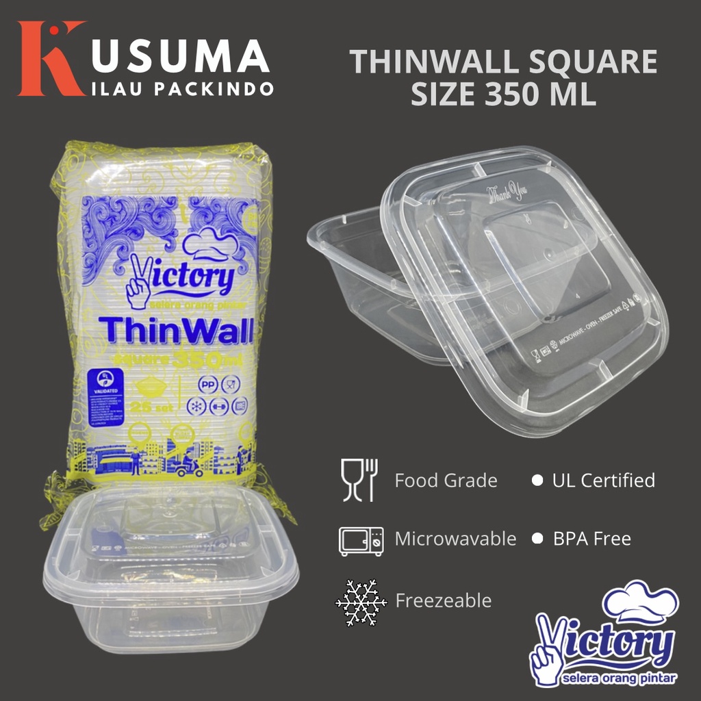 Jual Victory Thinwall Square 350ml 500ml 750ml Isi 25pcs Per Pack