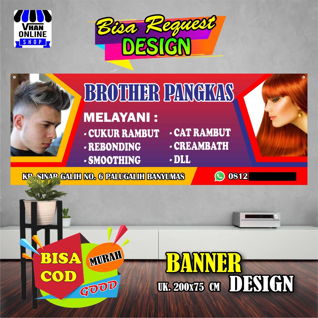 Jual Spanduk Banner Pangkas Rambut Pria Dan Wanita Keren Shopee Indonesia 