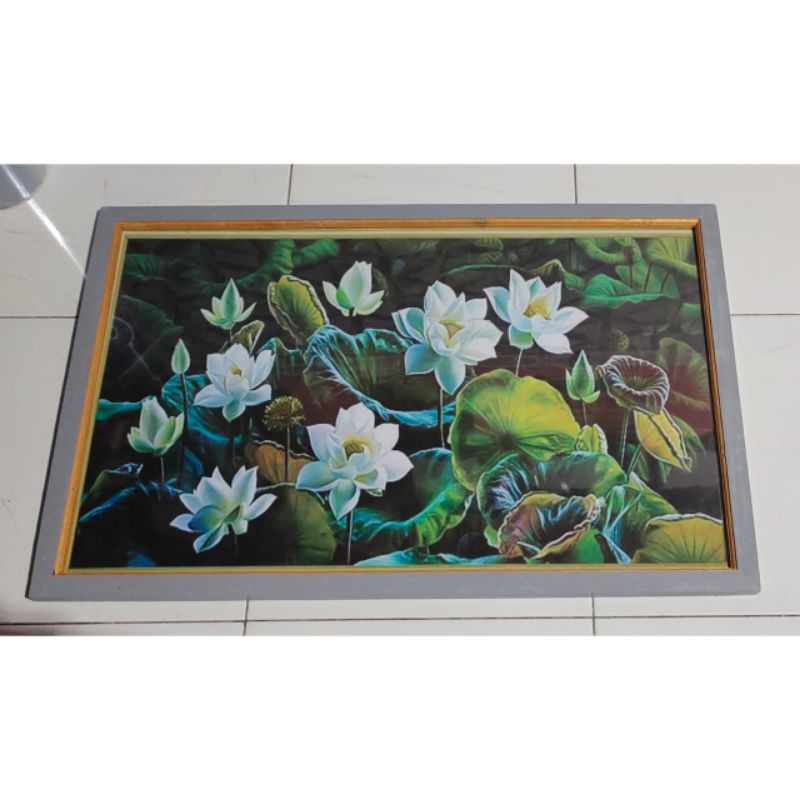 Jual Hiasan Dinding Lukisan Cetak Bunga Teratai Plus Bingkai Ukuran 85x55 Shopee Indonesia