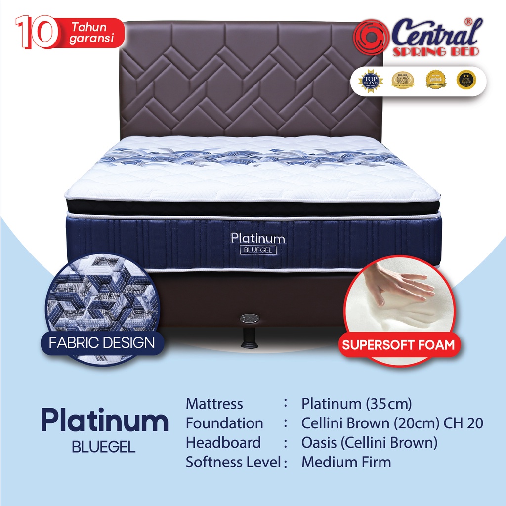 Jual Central Springbed Platinum Pillow Top Bed Set Shopee Indonesia