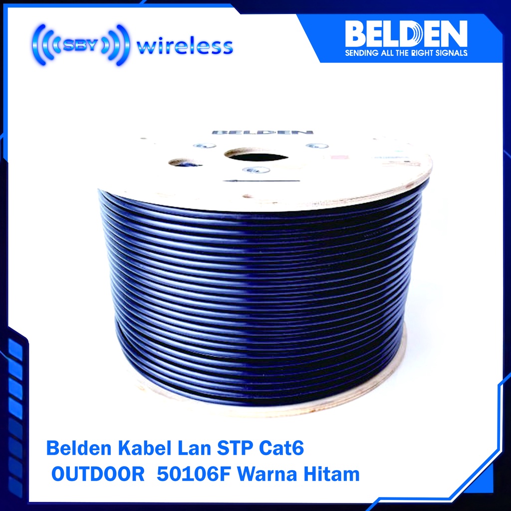 Jual Belden Kabel Lan STP Cat6 Belden OUTDOOR Cat 6 50106F Warna Hitam ...