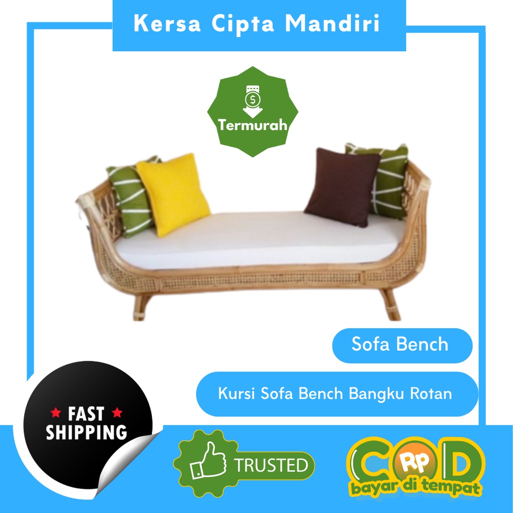 Jual Kursi Sofa Bench Bangku Rotan Alami Natural Aesthetic Tempat ...