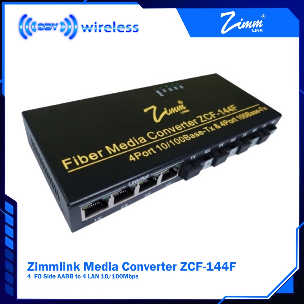 Jual Zimmlink ZCF-144F Media Converter 4 FO AABB to 4 LAN 10/100Mbps ...