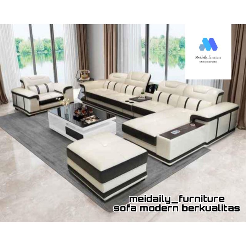 Jual Sofa Kulit Letter L Minimalis Sofa Ruang Tamu Kualitas Premium ...