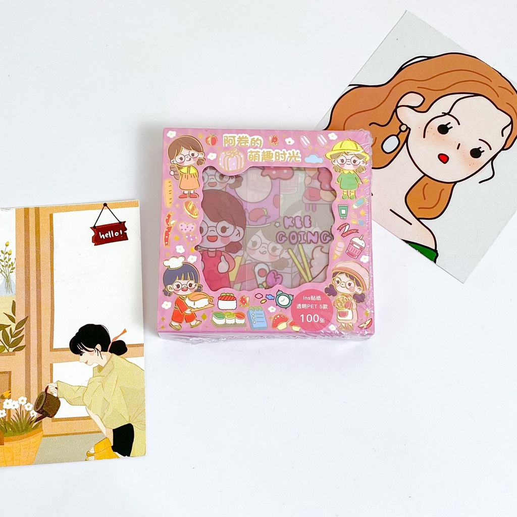 Jual TERBARU MINI BOX STICKER VIRAL MOMO MOTIF KARTUN CEWE LUCU UNIK ...