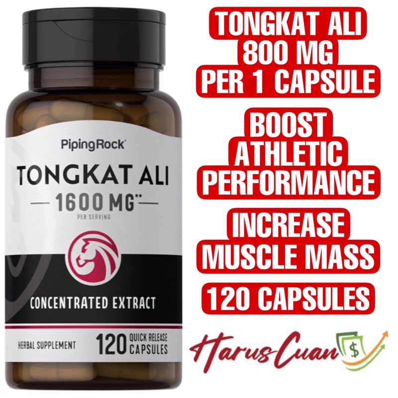 Jual Piping Rock USA Tongkat Ali 1600 mg 120 Capsules Boost Athletic