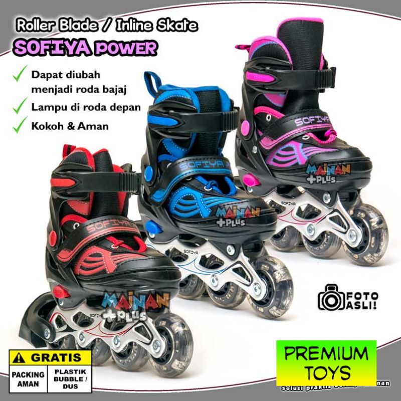 Jual SEPATU RODA INLINE SKATE POWER LINE SOFIYA POWER BAN LAMPU+BAUT ...