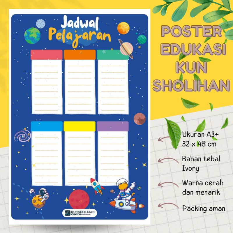 Jual Poster Jadwal Pelajaran Angkasa Poster Edukasi Poster Kun Sholihan Shopee Indonesia 3558