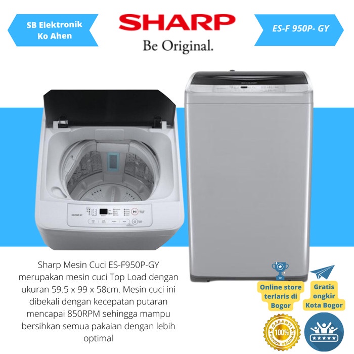 Jual MESIN CUCI TOP LOADING SHARP ES F950P-GY 1 TABUNG 7,5KG GARANSI ...