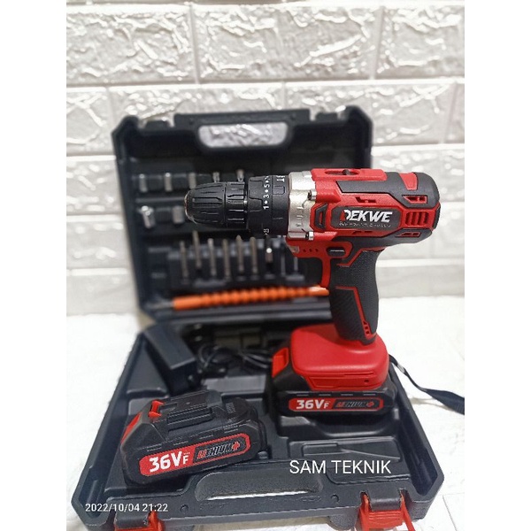 Jual Bor Baterai Dekwe 36V Impact Drill / Tembok - Bor Cordless 10mm 2 ...