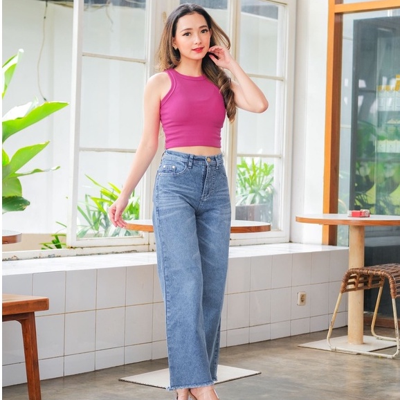 Jual Celana Jeans Kulot Wanita Kulot Stretch Fashion | Shopee Indonesia